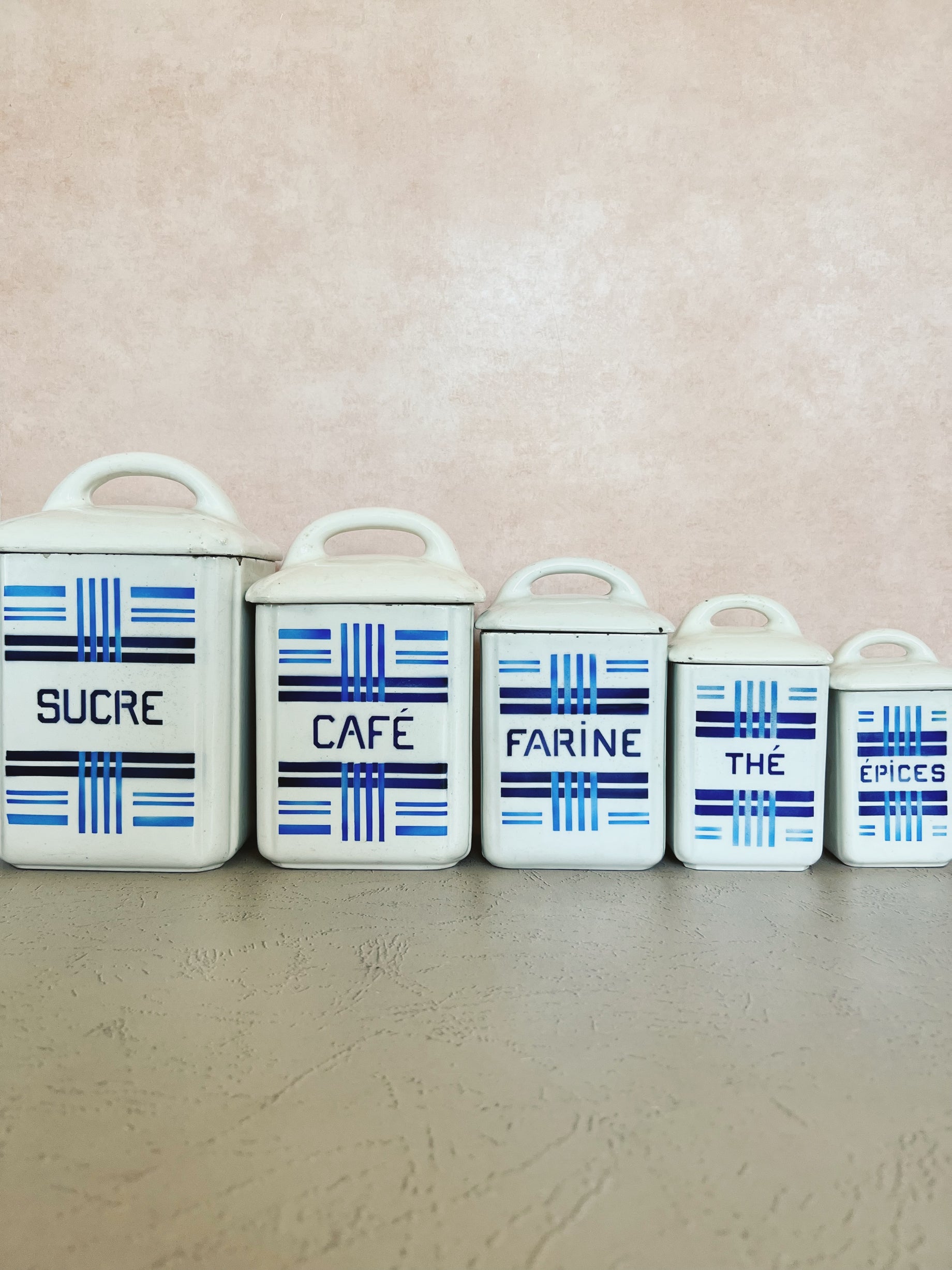 Set of 5 French Storage Jars