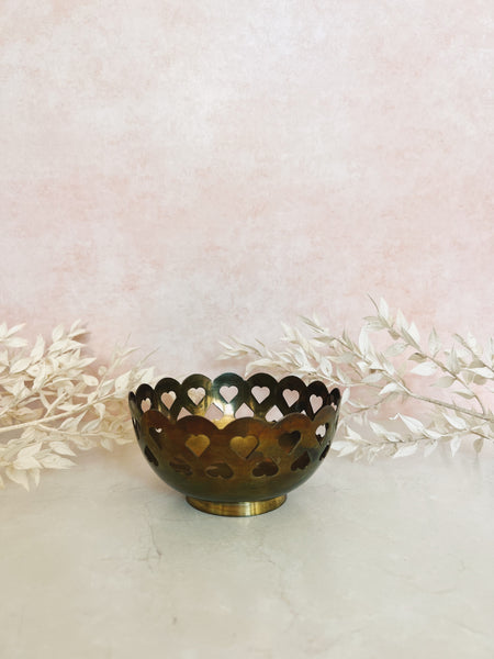Brass Bowl with Heart Cutouts