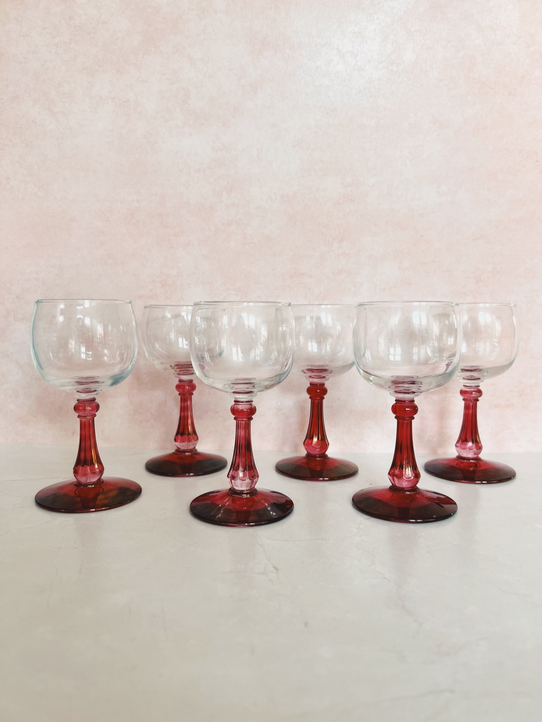 Set of 6 Pink Cocktail Glasses