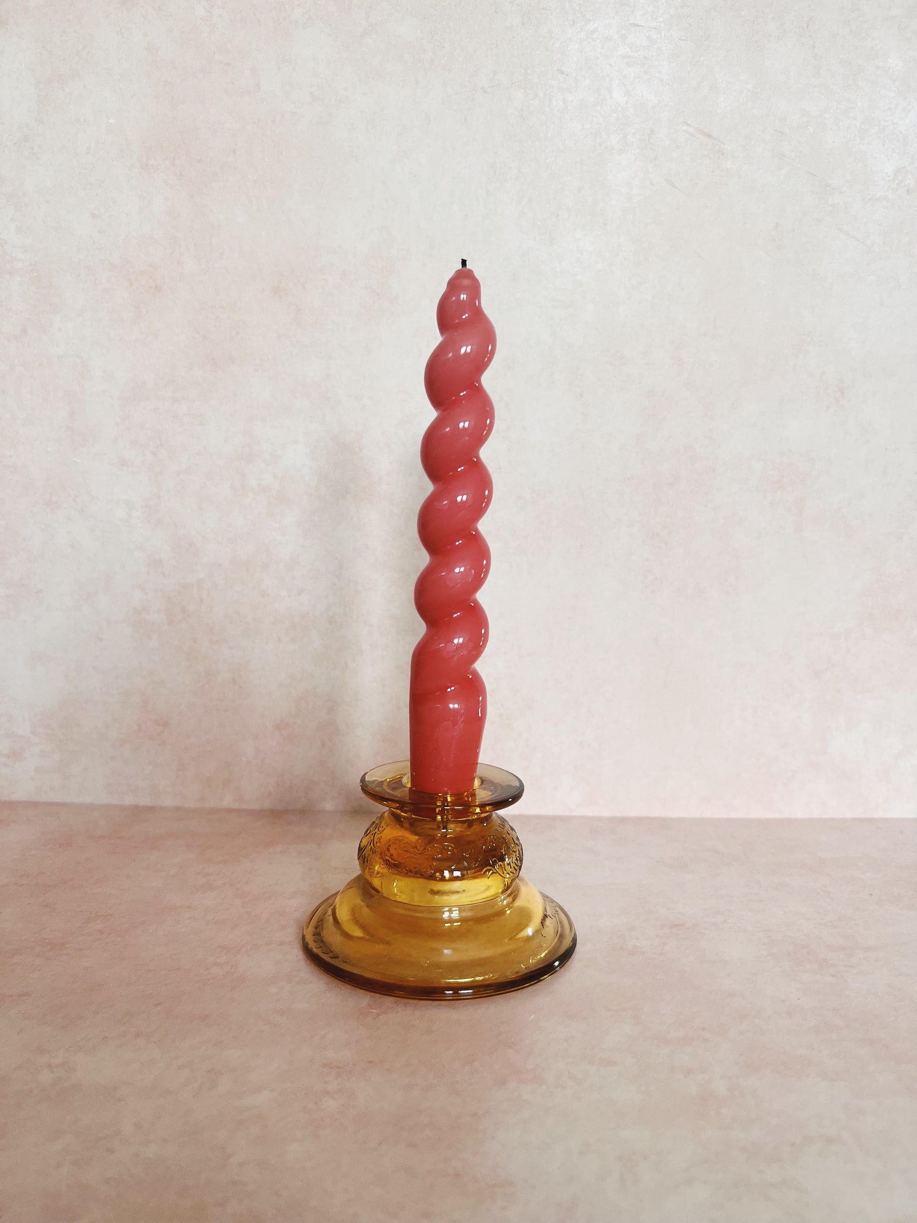 Amber Glass Candlestick Holder