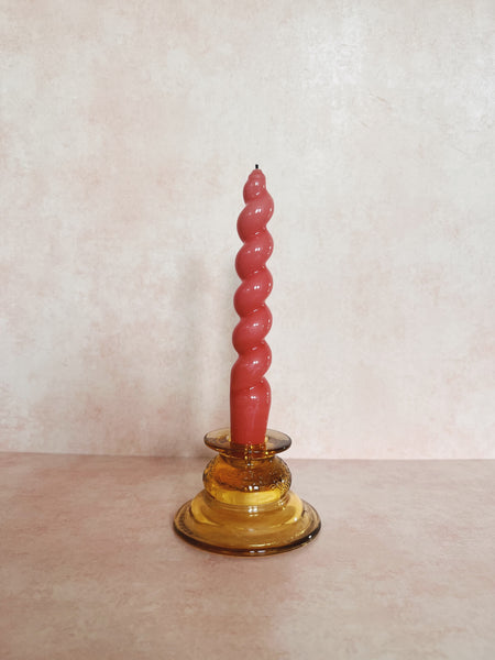 Amber Glass Candlestick Holder