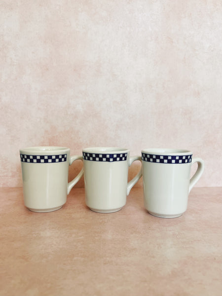 Blue Checkered Rim Mugs